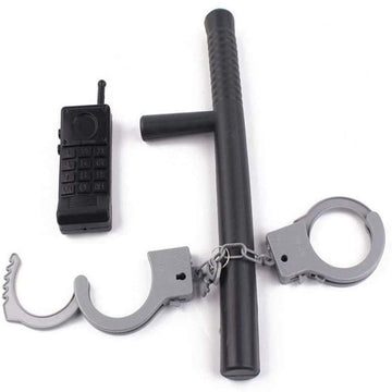 Binaryabc Halloween Police Costume Supplies,Walkie Talkie Police Baton Handcuffs Set