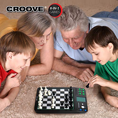 Electronic Magnetic Chess And Checkers Set 10', 8-In-1 Board Games, Digital Staunton Chess Board Game Sets For Adults & Kids, Teenager Toys, Gifts For Boys And Girls Ages 7 8 9 10 11 12+ Years Old