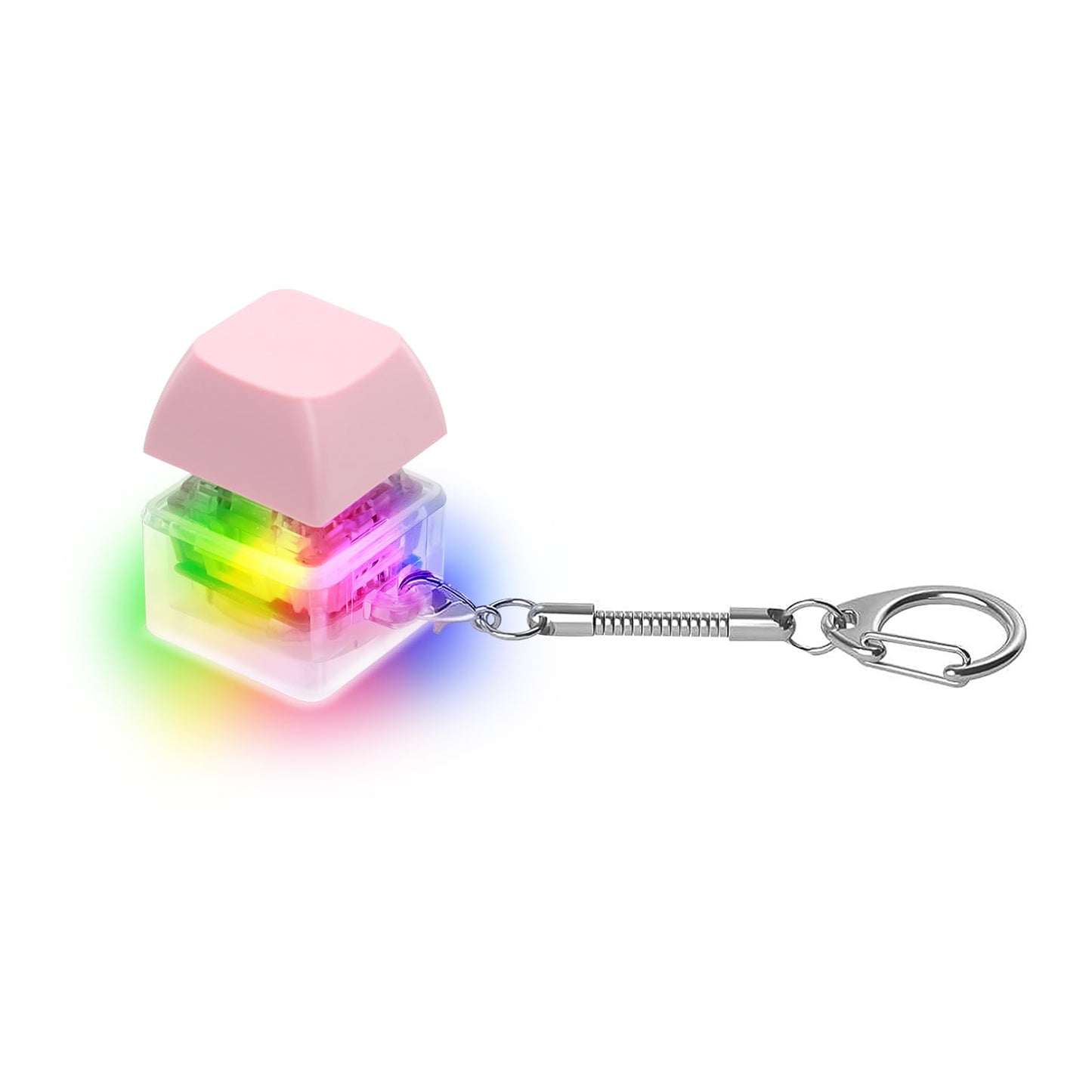Keyboard Fidget Toys For Adults Keyboard Clicker With Led Light Keychain Fidget Sensory Fun Toys For Anxiety Decompression (Pink, 1P)