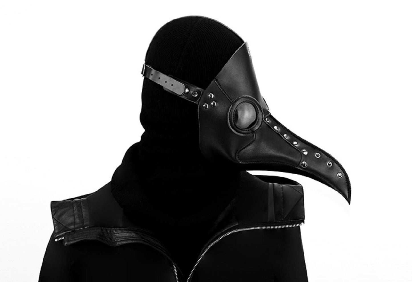 duduta Leather Plague Doctor Mask Black Death Bird Mask Halloween Scary Plague Dr Costume Party Mask