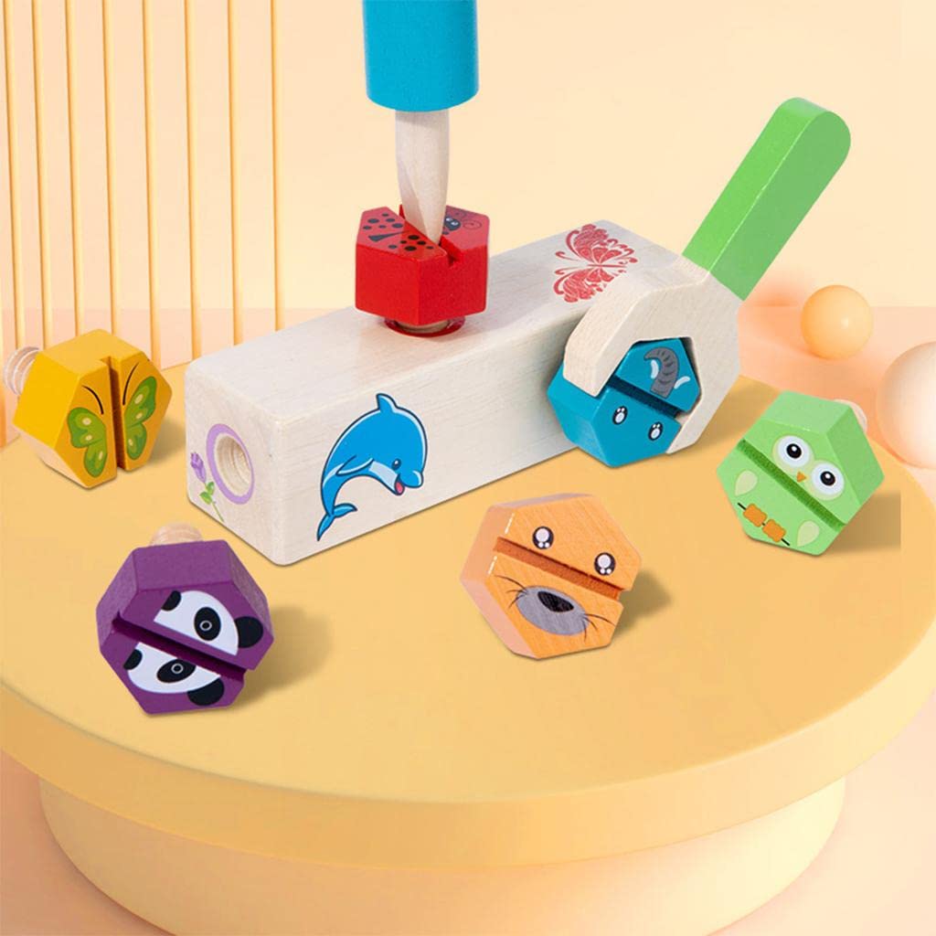 Enakshi Wood Animal Screw Nut Toy DIY Manipulative with 6 Screws Handson Ability|Toys & Hobbies | Preschool Toys & Pretend Play