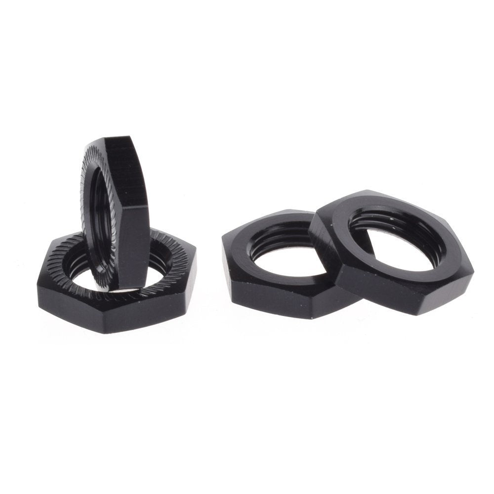 LAFEINA 4PCS 17mm Aluminum Wheel Hex Hub Nut for 1/8 RC Model Car Upgraded Parts (Black)