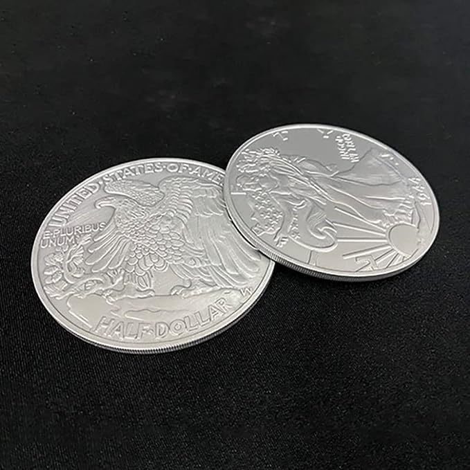 blue-ther Jumbo Walking Liberty Half Dollar (7.3cm) Magic Tricks Coin Appearing Magic for Magicians Close up Street Illusions Pr