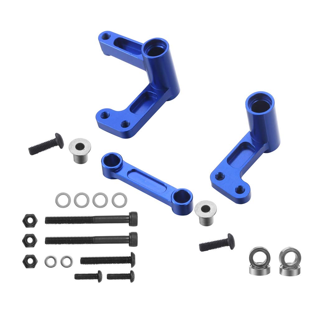 Aluminum Steering Bellcranks and Draglink Upgrade for 1/10 Traxxas 2WD Slash Rustler Bandit Replace 3743 Blue-Anodized