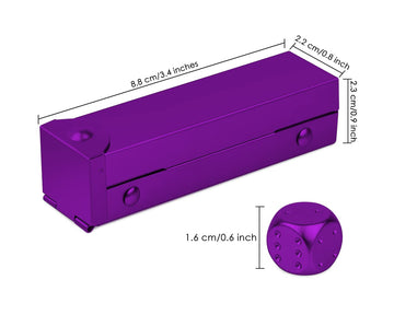 DS.DISTINCTIVE STYLE Aluminum Alloy Dice 5 Pieces 16mm Portable Metal Dices with Case 6 Sided Dice for Party Game (Purple Rectan