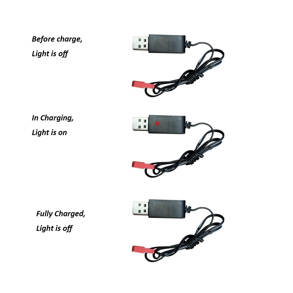 Seasider 3.7V 5200Mah Li-Ion Rechargeable Battery With Jst 2Pin Red Plug With Usb Charger Cable For Rc Construction Trucks Diy E