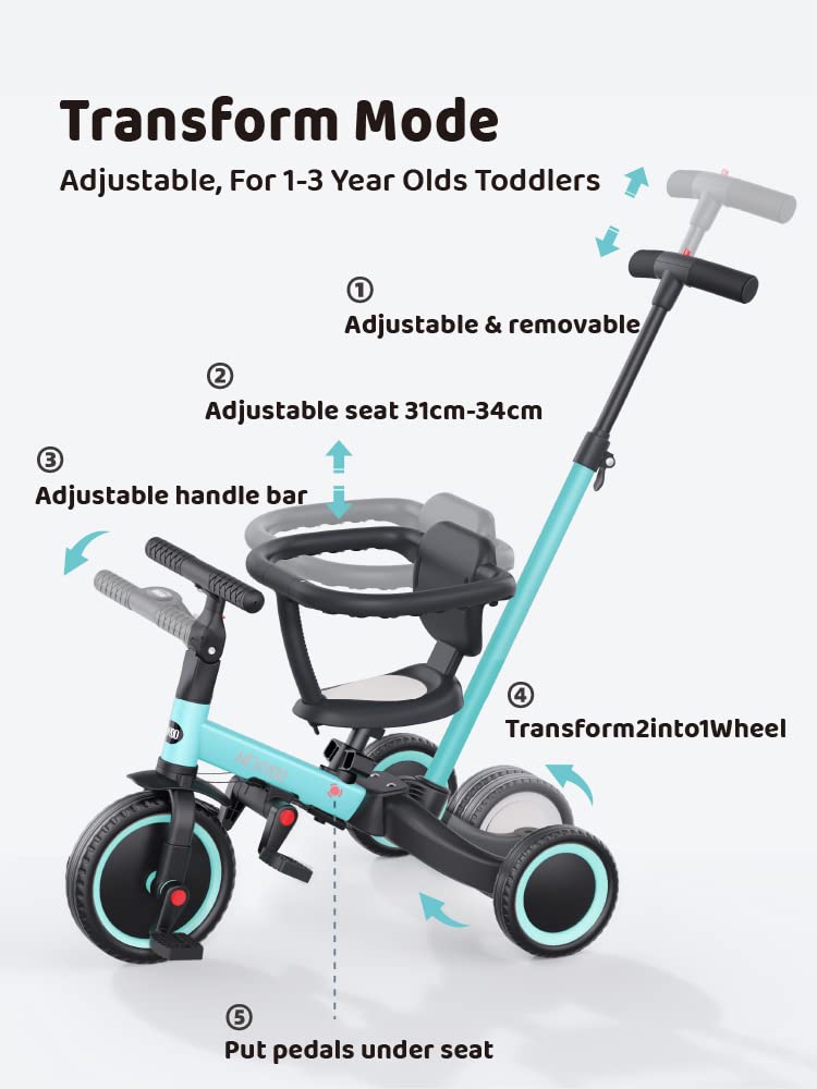 newyoo Toddler Tricycles for 1-3 Year Olds, Toddler Bike, Baby Balance Bike, Christmas and Birthday Gift for Boy and Girl, Trike