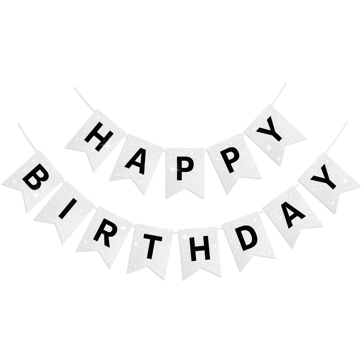 White Happy Birthday Banner Glitter Birthday Sign For Backdrop White Birthday Decorations For Kids Men Women Baby 1St Birthday Tea Party Bunting Banner Happy Birthday Garland