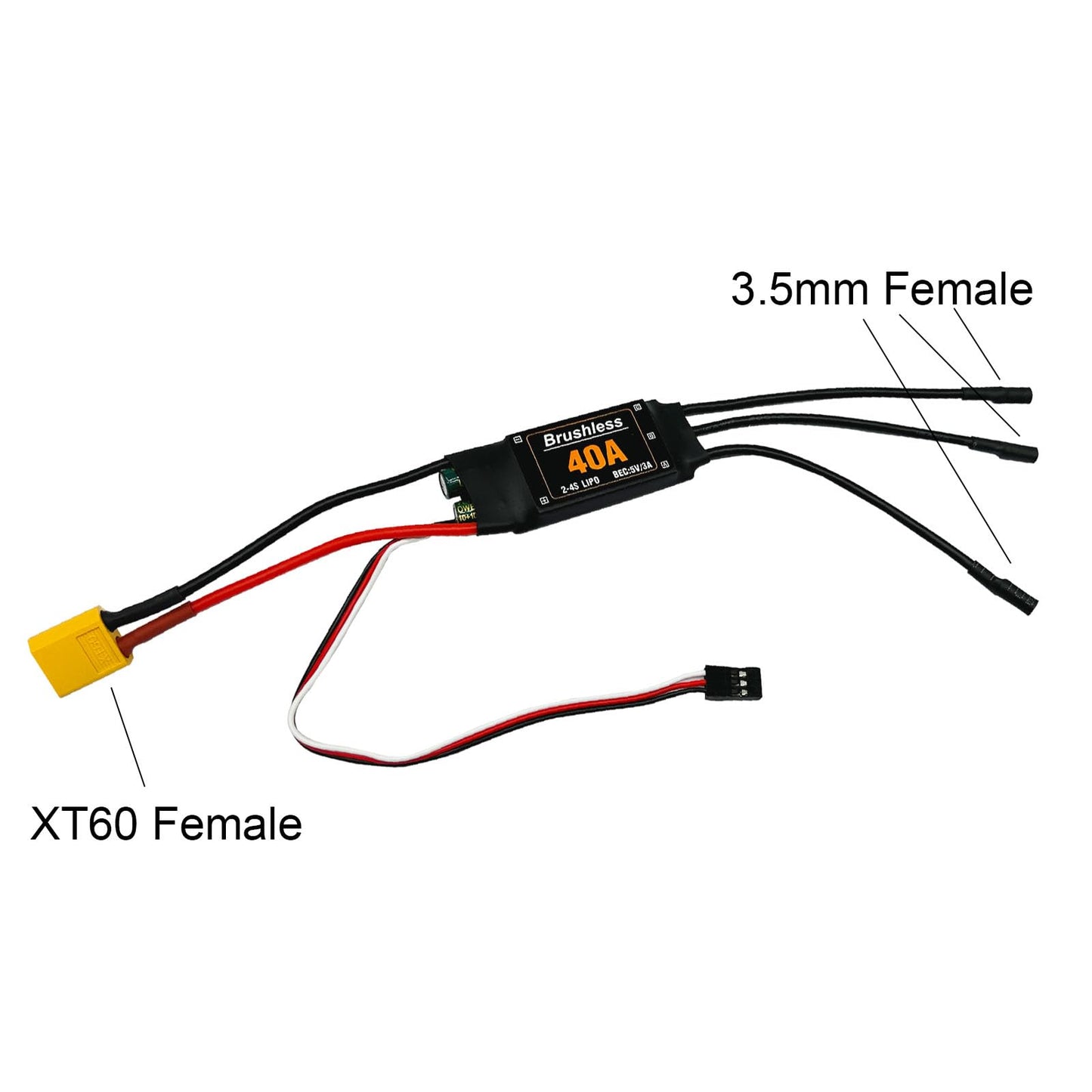 40A Brushless ESC 2-4S Speed Controller 5V 3A BEC with XT60 Plug for RC Drone Airplanes Multi-axis Aircraft Helicopter