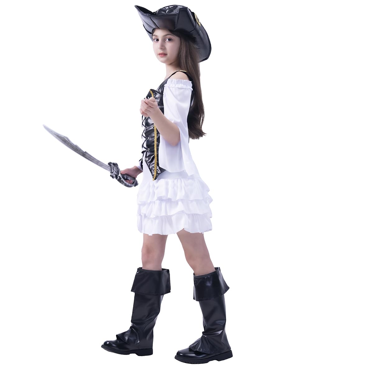 PGOND Cute Pirate Girls Halloween Dress up Costume (13-14Y)