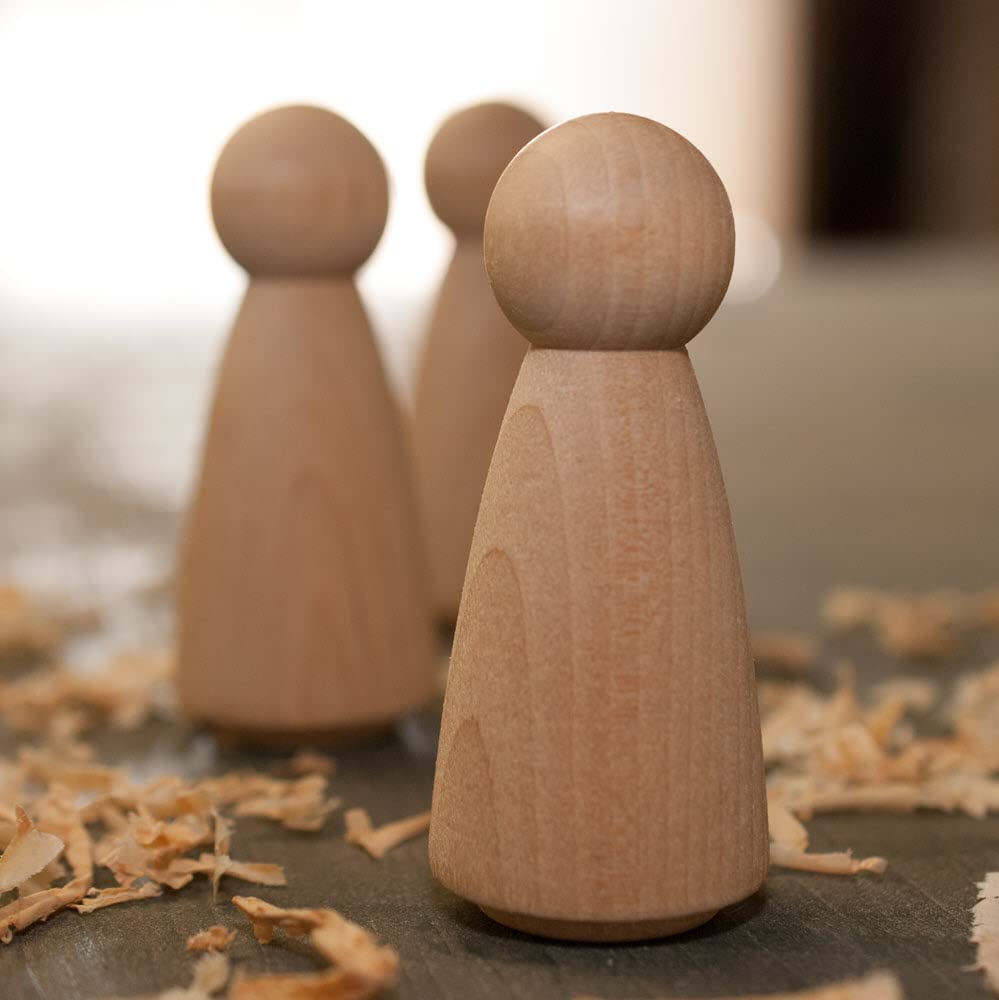 2 inch Girl/Angel | 10 Pack | Unfinished Wood Peg Dolls for Crafting Projects, Miniature Figure Creation, and Small World Play