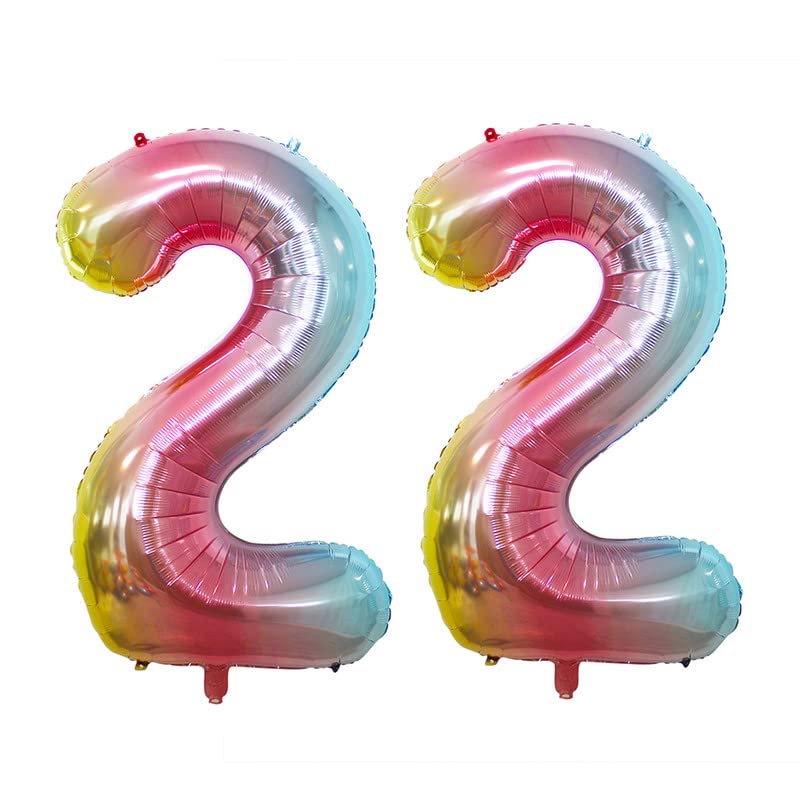 Goer Rainbow Foil Balloons Number 2,Huge Number Balloons For 2Nd Birthday Party Supplies Anniversary Decorations (3 Pcs,42 Inch,32 Inch,16Inch)