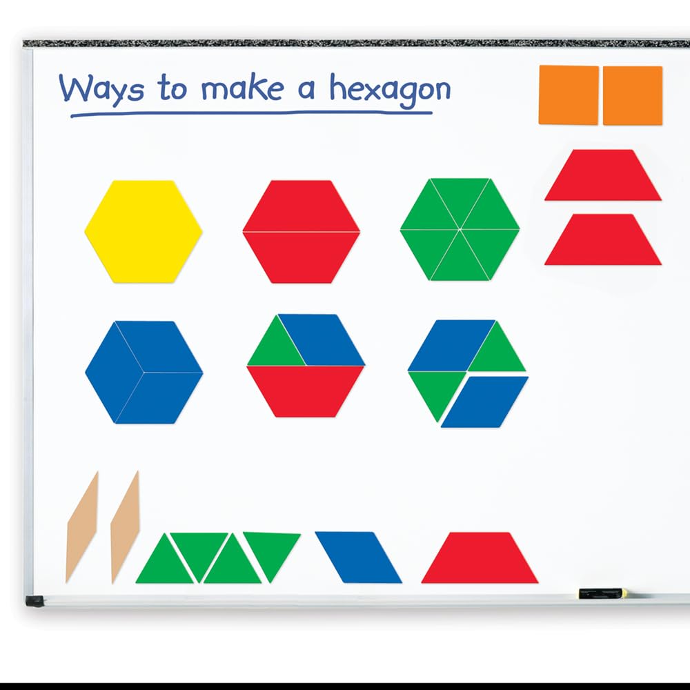 Learning Resources Giant Magnetic Pattern Blocks, 6"W, Multi-color, Plastic, Model LER9863