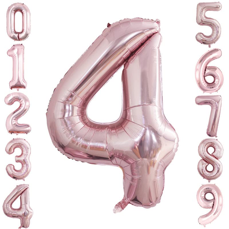 Goer 2 Pcs 42 Inch Rose Gold Foil Balloons Number 4,Huge Number Balloons For 4Th 44Th Birthday Party Supplies Anniversary Decorations