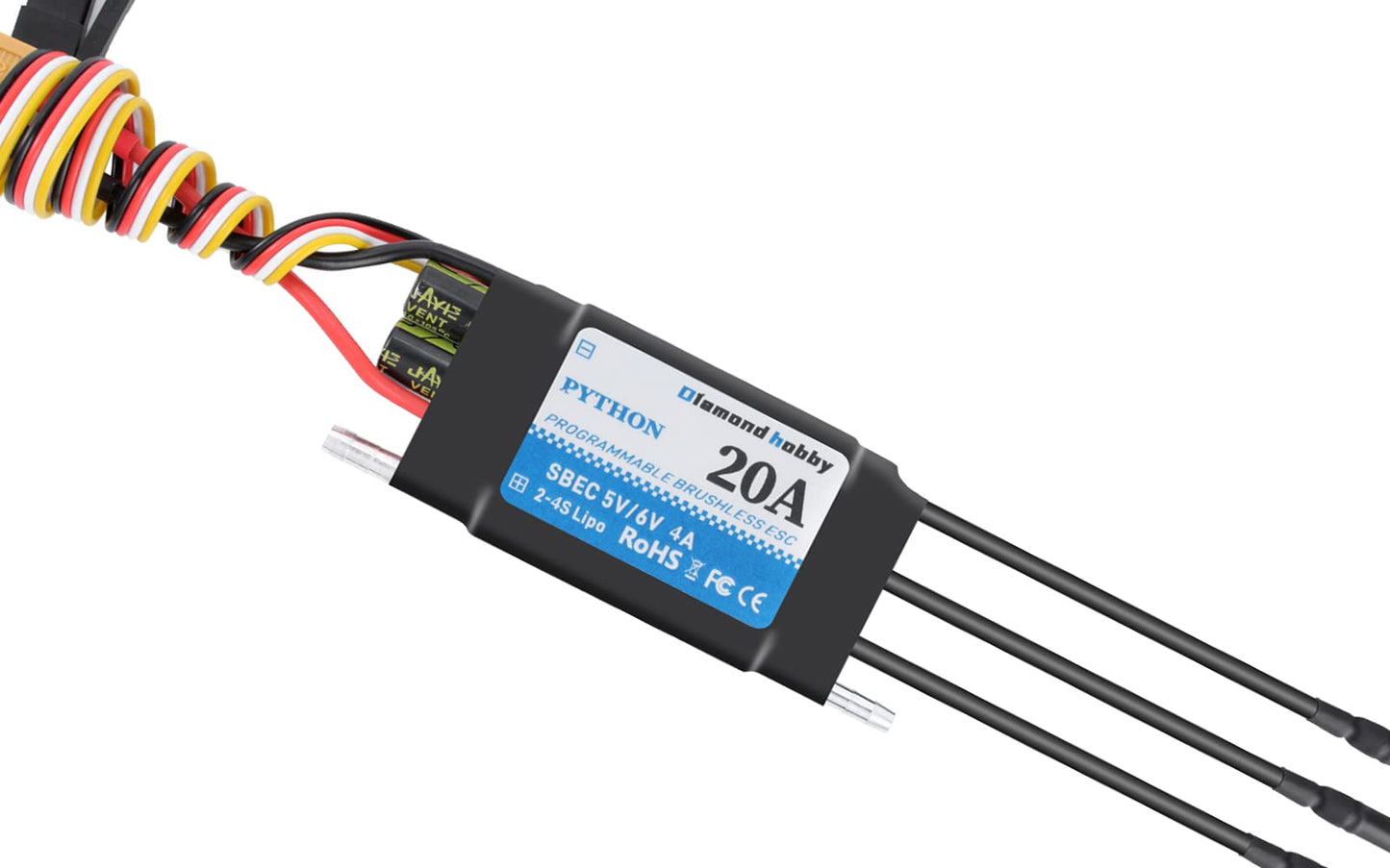 DH 100A 2-6S Waterproof Brushless ESC Electronic Speed Controller with 5V/6V 8A BEC and XT90 4.0mm Banana Head Connector for Mod