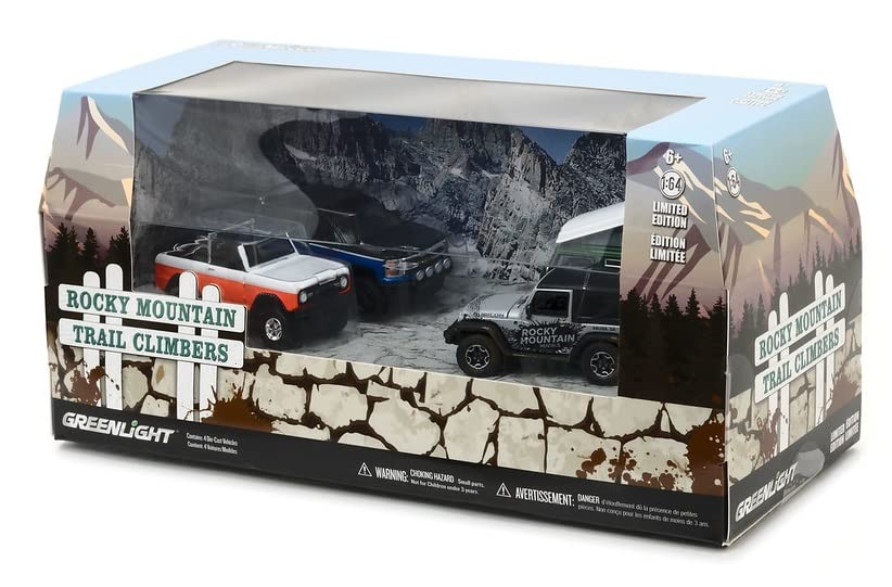 Motor World Diorama Rocky Mountain Trail Climb 4Pcs Set 1/64 Diecast Model Cars By Greenlight