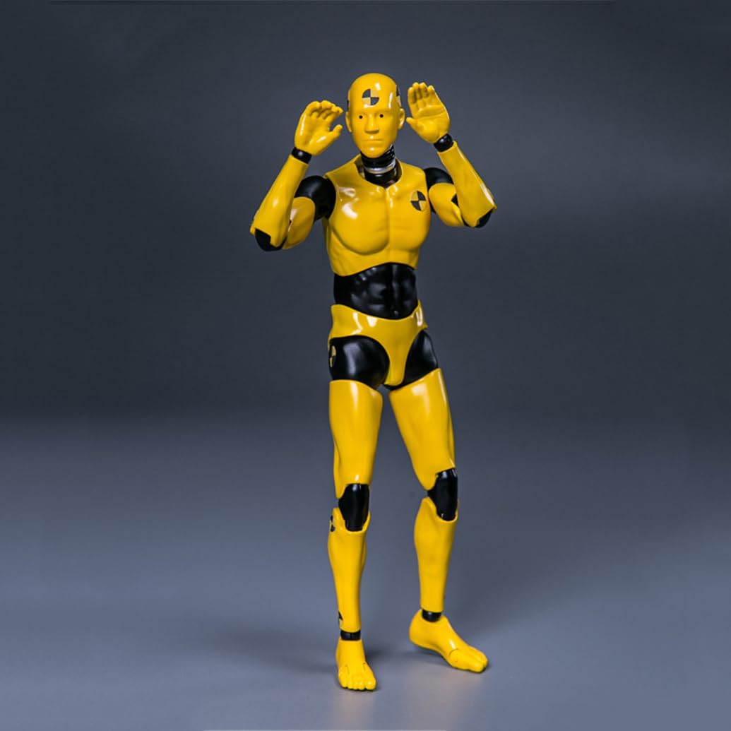 Souforce 1:12 Scale Male Figure Body 6In Flexible Yellow Testman Crash Test Dummy Action Figure Doll Miniature Figure Collection