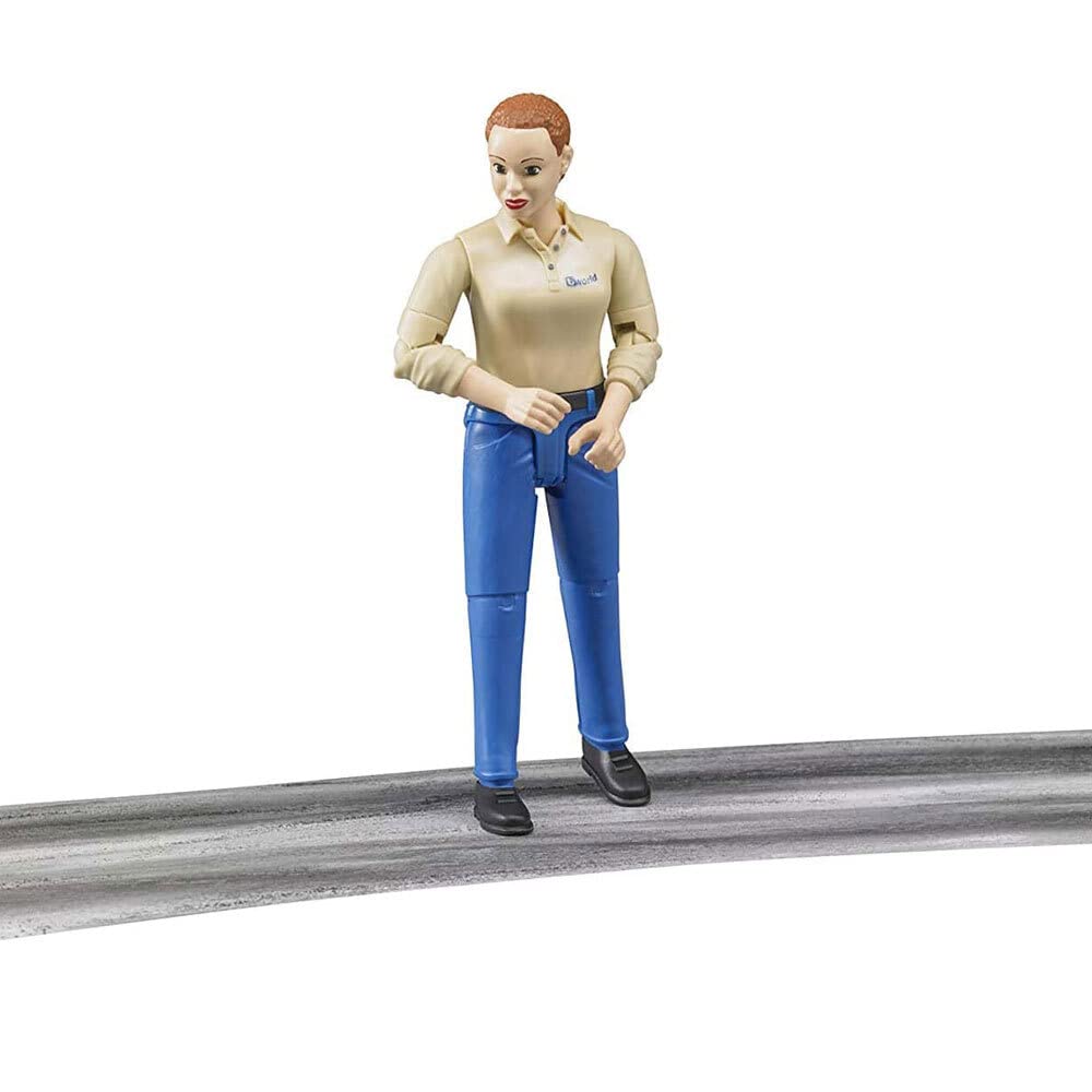 Bruder Toys - Bworld Woman Action Figure Light Skintoned And Blue Jeans With Grasping Hands And Moveable Limbs And Head - Ages 4+
