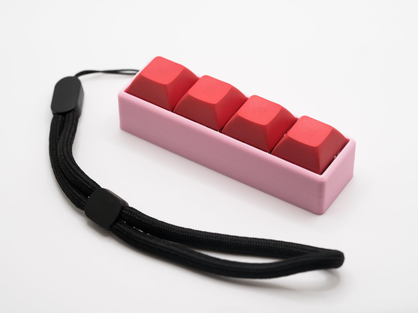 Four-Button Clicky Mechanical Switch Fidget Toy | Stim Toy, Stress Relief, Adhd (Pink Base, Red Keycaps)