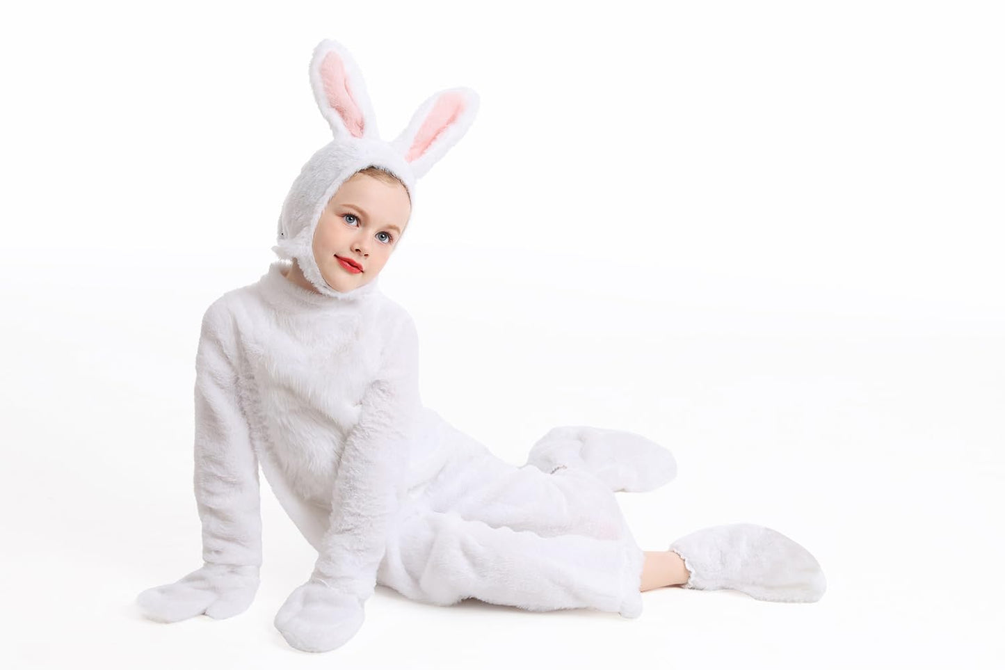 XSDZSWQY Kids Easter Bunny Costume White Rabbit Animal Plush Set Onesie for Child Christmas Halloween Cosplay Onepiece. (White,