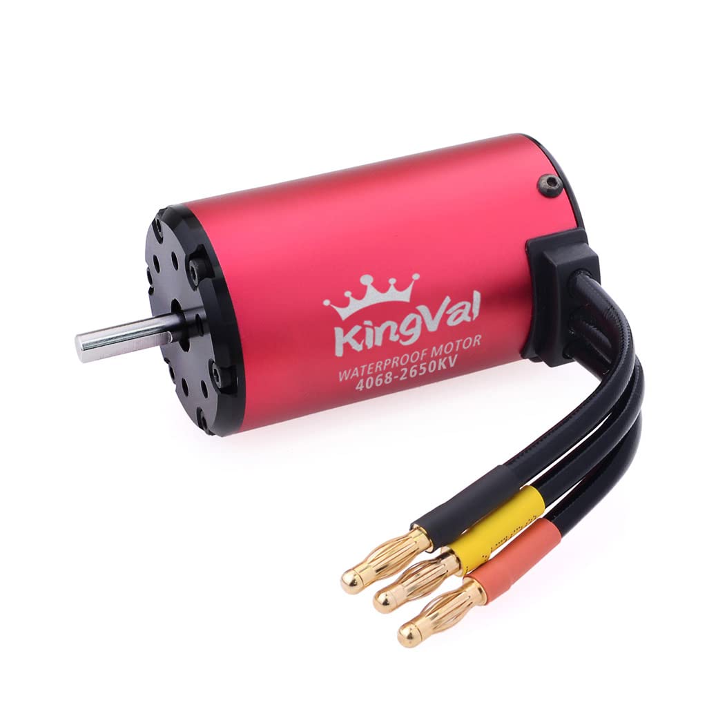 KingVal Replacement 4068 2650KV Waterproof Brushless Motor Shaft 5mm Compatible with 1/8 RC Car