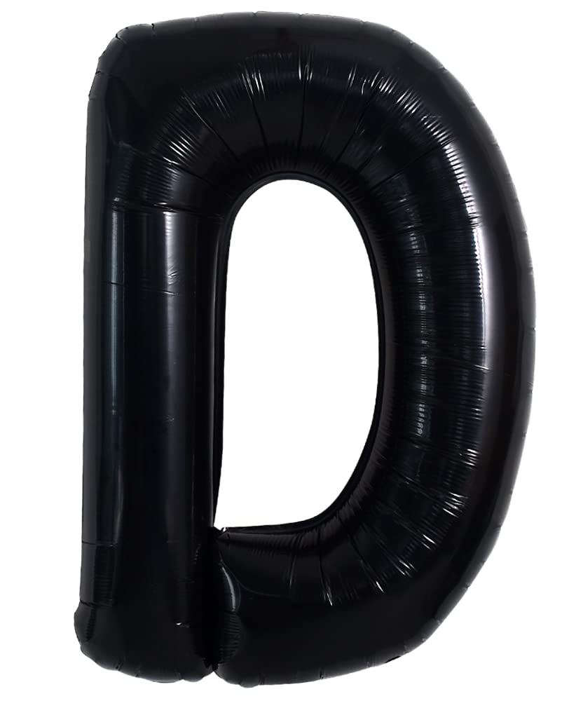 Toniful 40 Inch Large Black D Letter Balloons Jumbo Helium Balloons,Foil Mylar Big Alphabet Balloons For Birthday Party Annivers