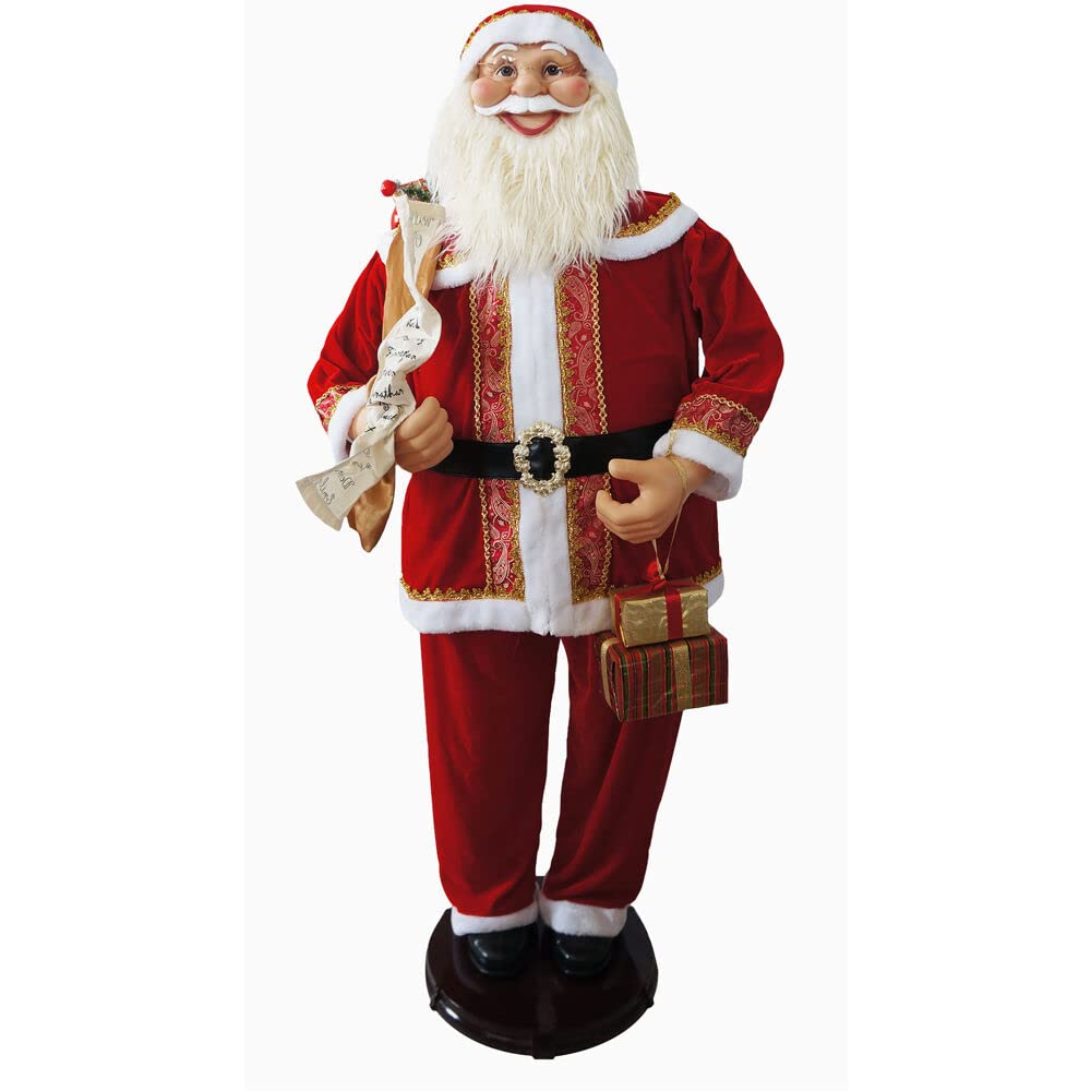 Christmas Time 58-In. Dancing Santa Claus With Naughty & Nice List, Gifts And Toy Sack | Animated Indoor Christmas Holiday Home Decor | Ct-Asc058D-11Red