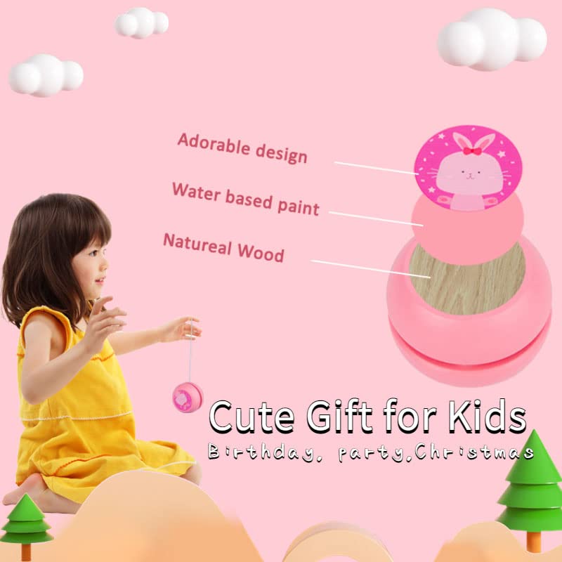 Wooden Yoyo for Kids Auto Return Loop Yo yo Gift for Kids Easy to Play No Tricks Needed, Black Hedgehog