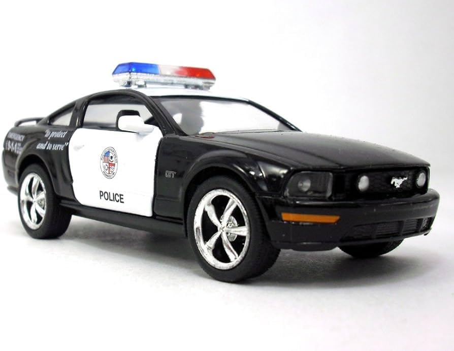 KiNSMART 2006 Ford Mustang GT Police Edition 5inch 1:38 Scale Die Cast Metal Toy Police Car with Pullback Action