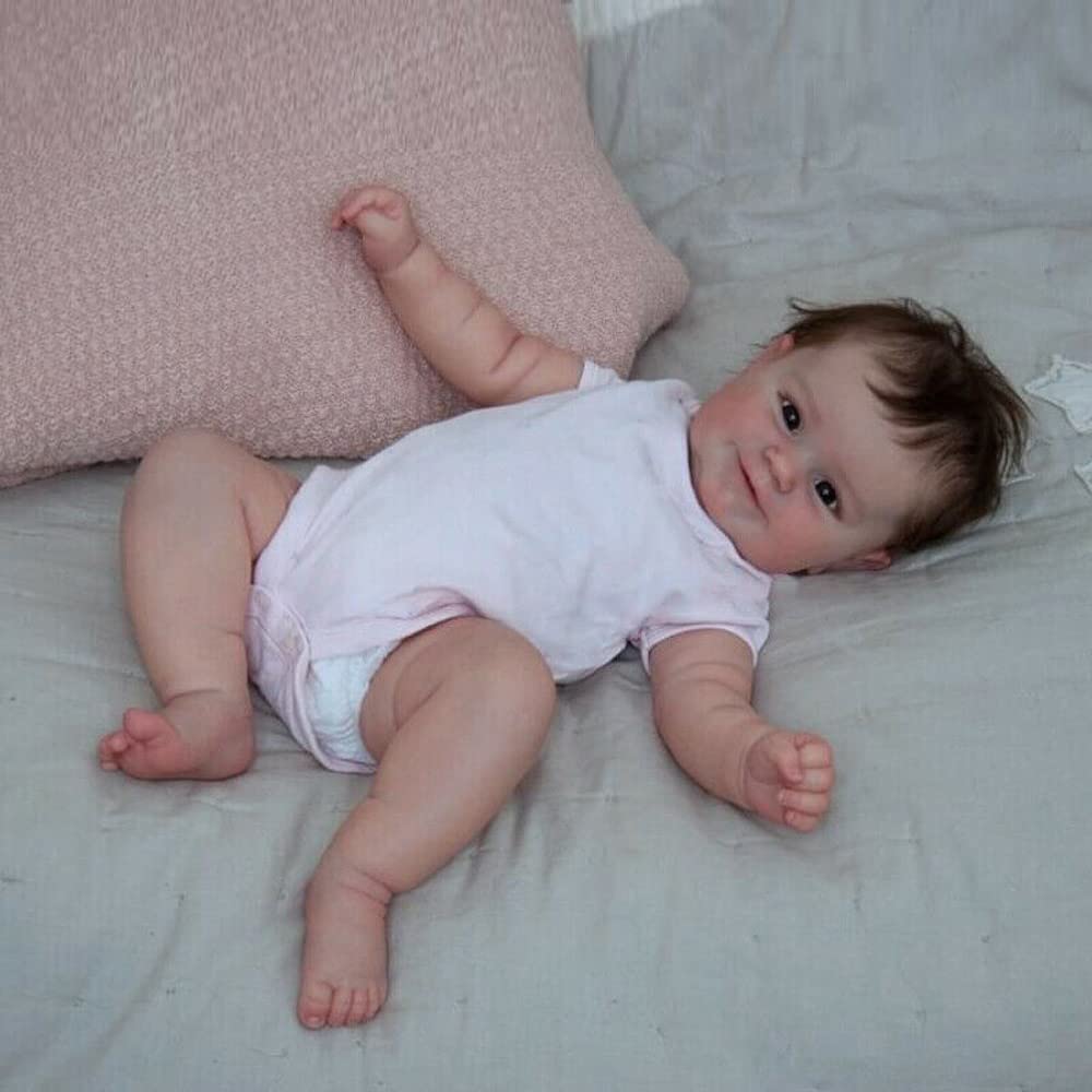 Meeler 20 Inch Reborn Baby Doll, Realistic Newborn Smiling Girl Dolls With Soft Silicone Vinyl And Cloth Body Reborn Dolls That Look Real Toddler Sweet Smile Kids Birthday Gift