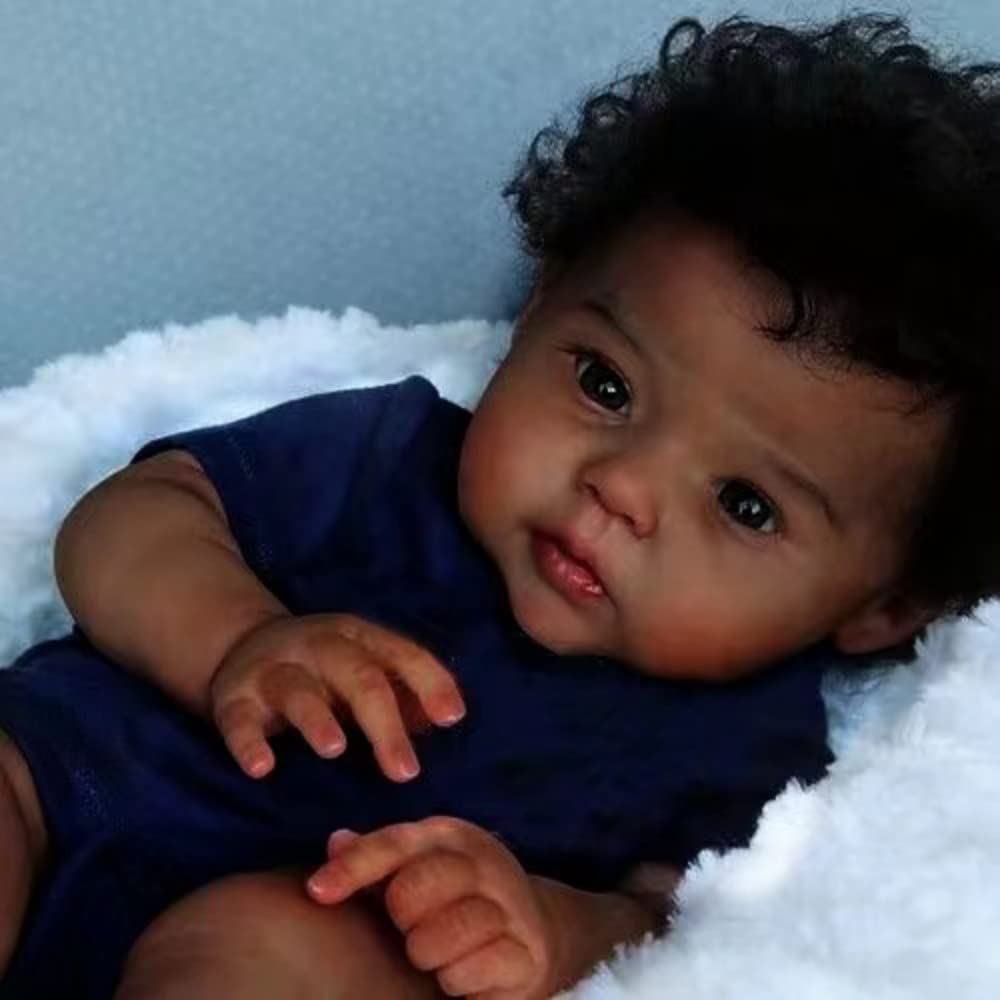 Gycv Black Boy 20 Inch Lifelike Reborn Dolls That Look Realistic - African American Real Life Baby Silicone Vinyl Dolls With Gif