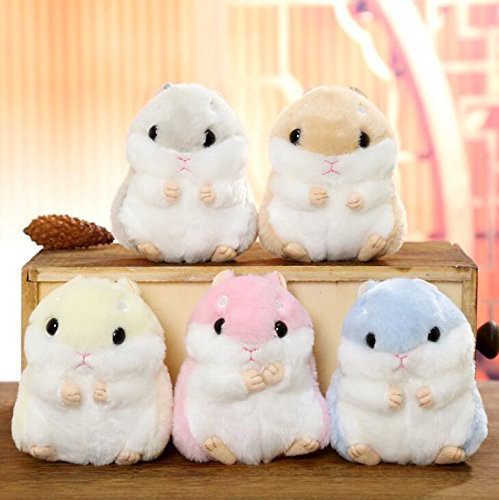AngelGift Cuddly Hamster Plush Toy Cushion, 4" Khaki, Soft Polypropylene Stuffed Animal for Kids, Ideal Birthday Gift