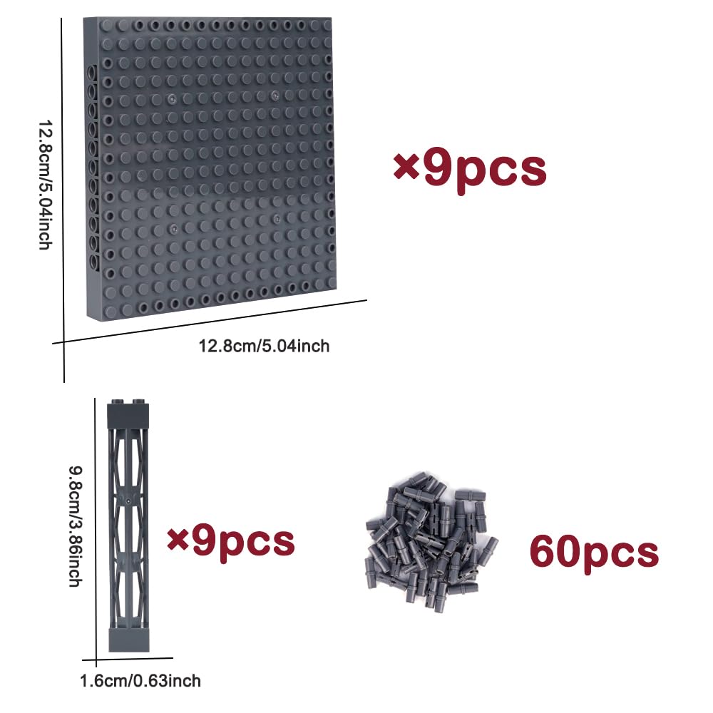 Wsryltch Brick 16X16 Plate 1/3 With Holes,Pins Suppor Pillar Accessories,Classic Building Block Bulk Parts And Pieces Sets - Com