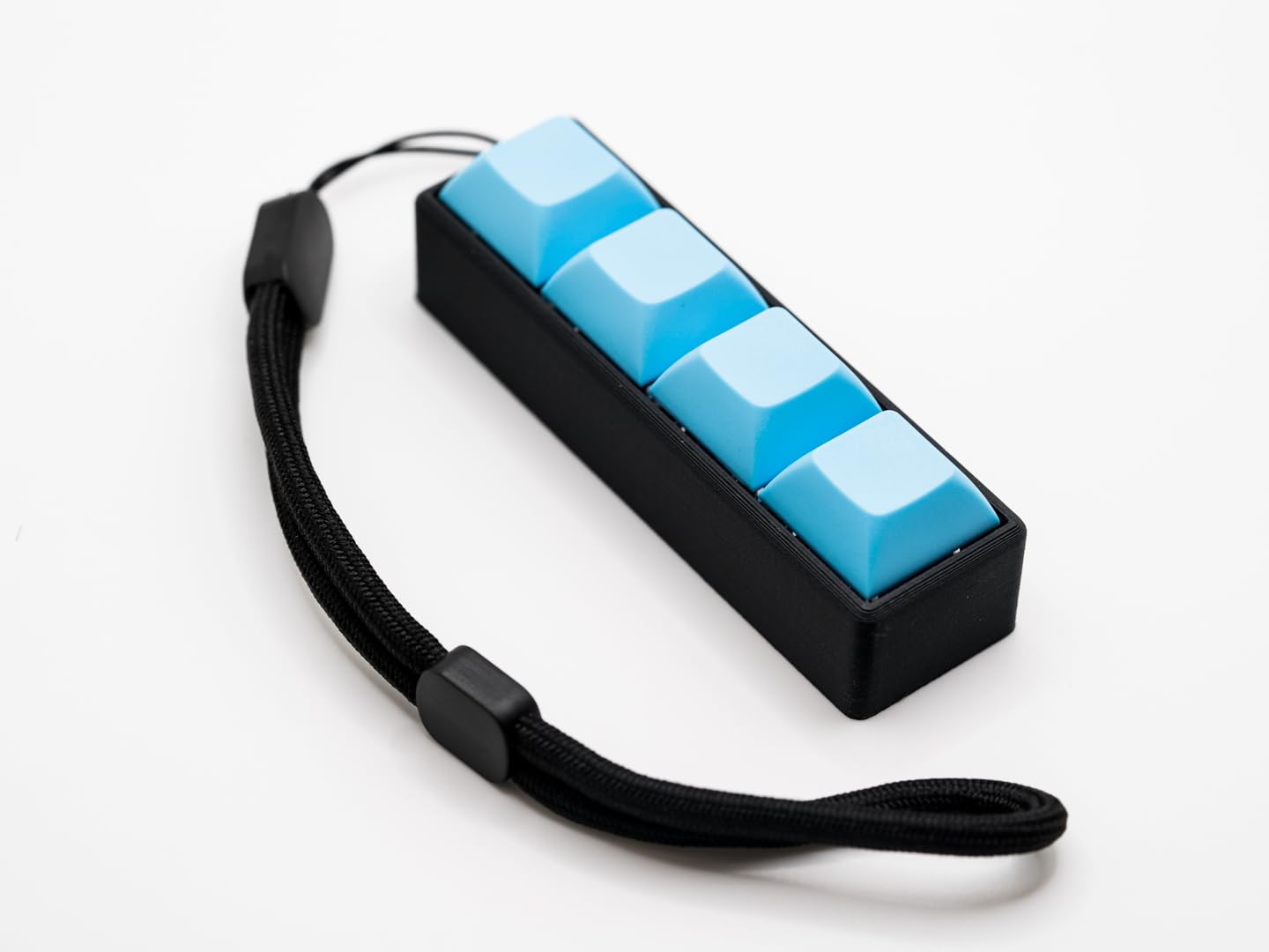 Four-Button Clicky Mechanical Switch Fidget Toy | Stim Toy, Stress Relief, Adhd (Black Base, Baby Blue Keycaps)