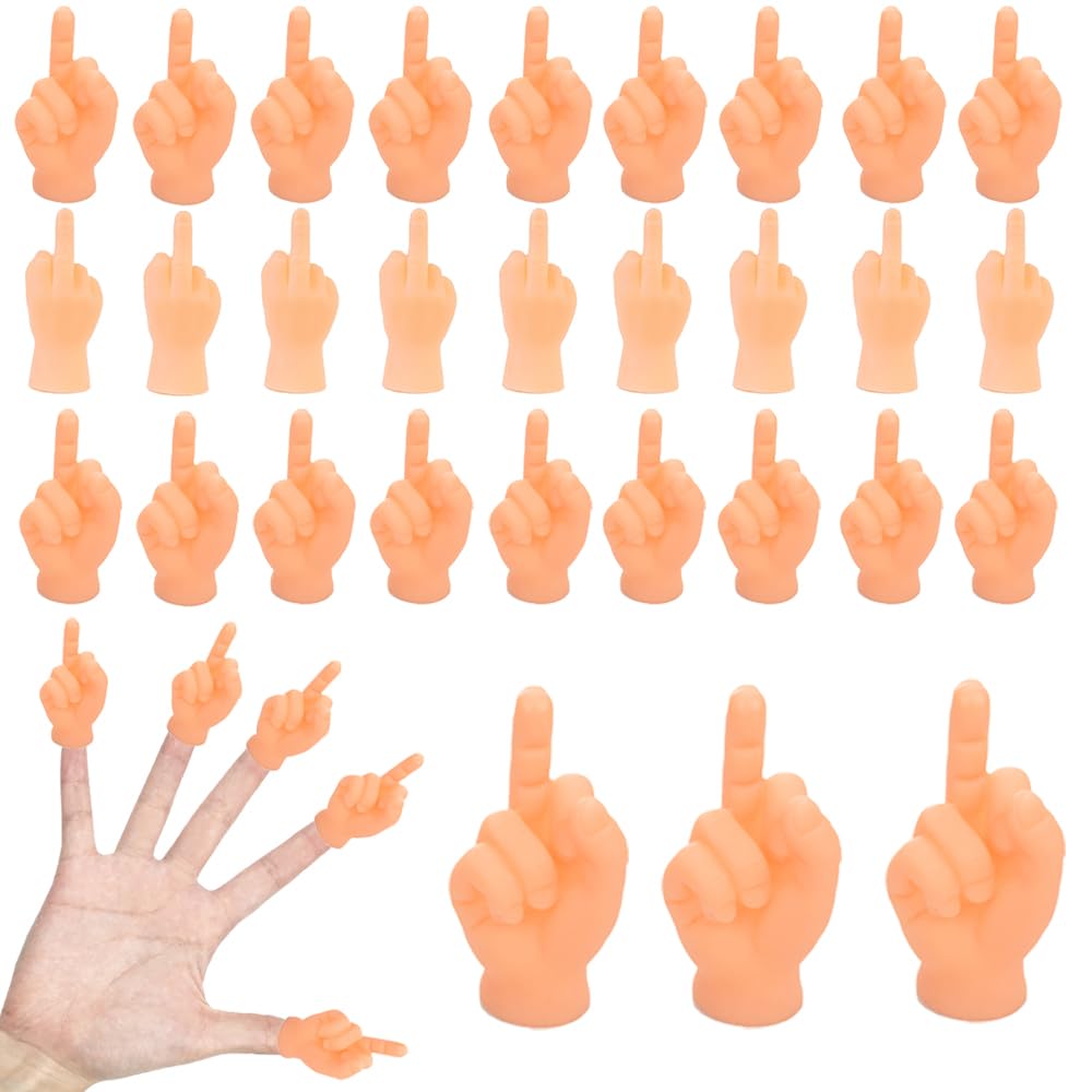 30 Pcs Tiny Middle Finger Puppet, Miniature Small Hands, Mini Finger Hands Funny Hand Puppet For Game, Fun And Realistic Design