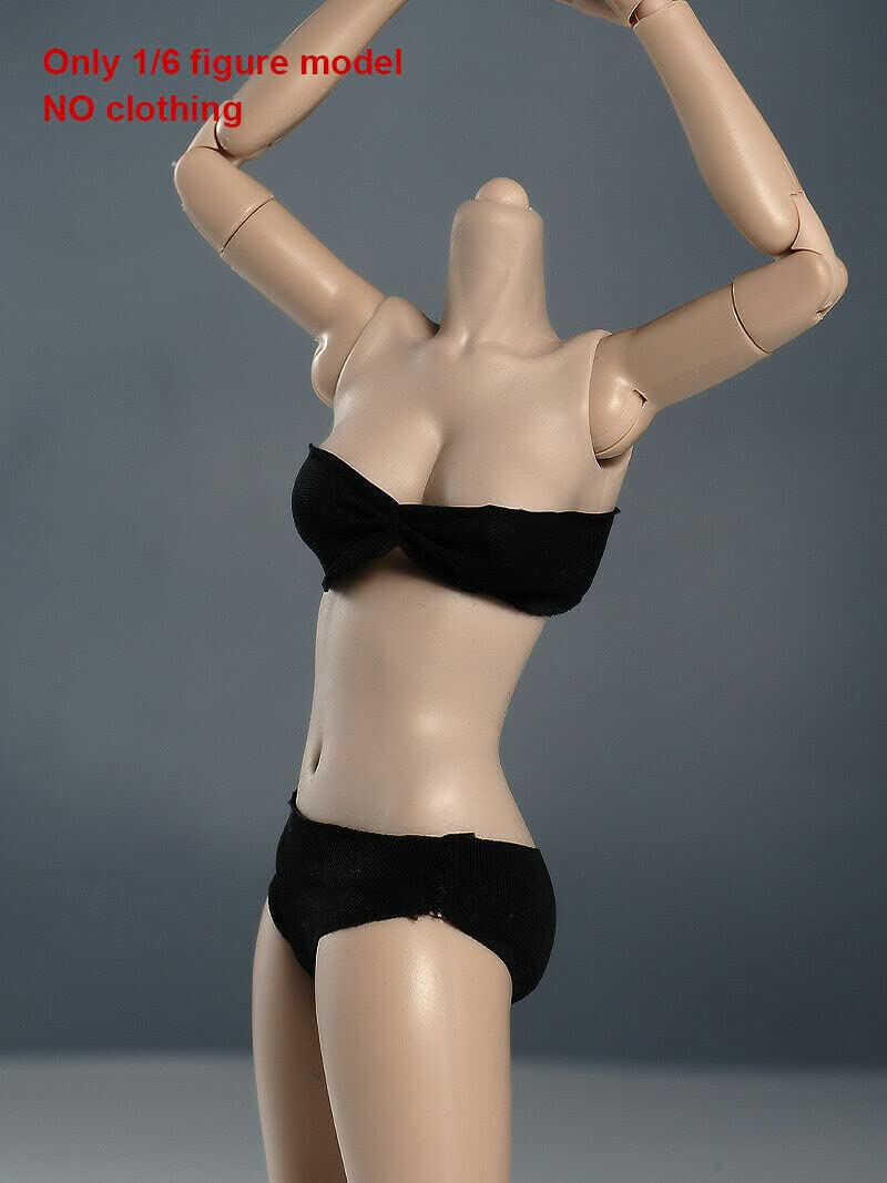 Roofworld 1/6 Scale Miniature Figure Body, 12Inch Pale Skin Super Flexible Joint Body Half-Pack Silicone Huge Bust Action Figure