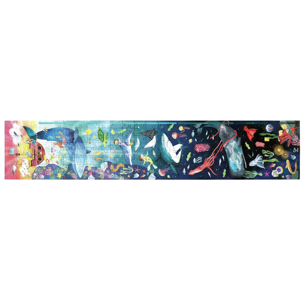 Hape Ocean Life Puzzle 1.5 Meter Long | 200 Pieces Colorful Giant Glow-In-The-Dark Marine Life Jigsaw, For Children 6+ Years