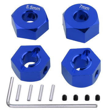 Hobbypark Aluminum 12mm Hex Wheel Hubs for Traxxas 1/10 2WD Slash, Rustler, Stampede,Hop-ups Replacement of Part 1654 3654 (4pcs
