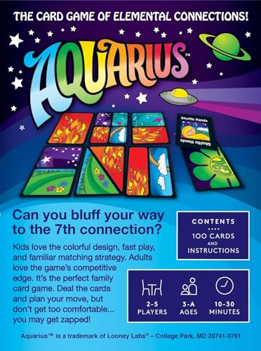 Looney Labs Aquarius Card Game - Elemental Strategy For 2-5 Players