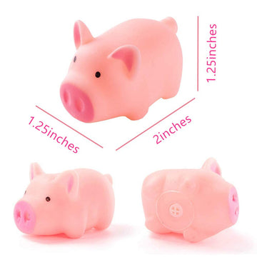 HAKACC 20 PCS Mini Squishies Pig Bath Toys Pink Rubber Squeaky Baby Bathtub Toys for Baby Shower Party Favors