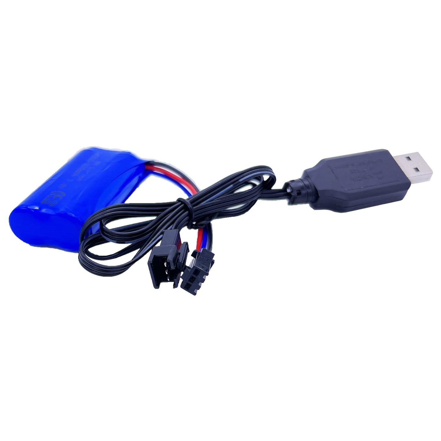 Threeking 7.4V 600mAh Rechargeable Li-ion Battery SM-3P Joint with USB Charger for Remote Control Car Toys