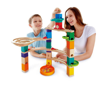 Hape Quadrilla Cliffhanger Wooden Marble Run Blocks | Marble Maze Run Set, Early Educational Stem Development Building Toys For