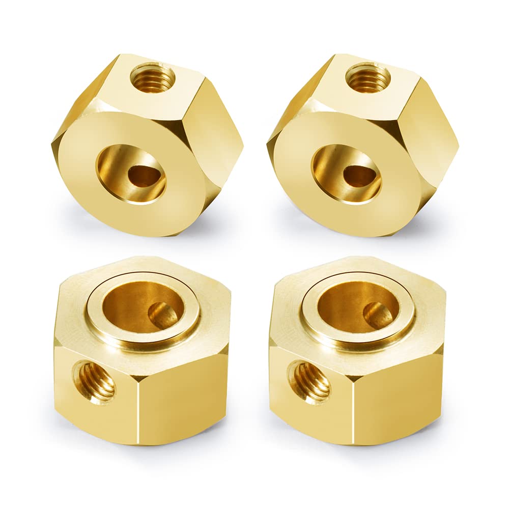 QUPA AM STORE 4PCS Brass Wheel Hub Hex Adapter 9.5mm(+2mm) for 1/6 Axial SCX6 AXI05000 RC Crawler Car