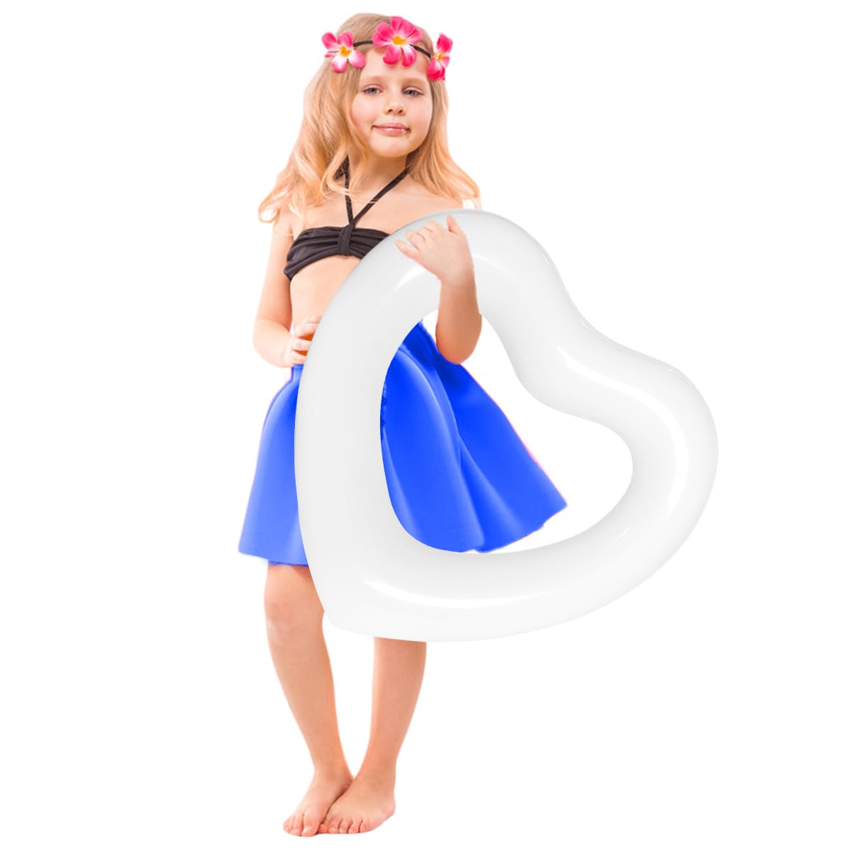 Kid White Heart Pool Float,Kid Pool Floats, Water Fun Beach Party Toys For Kids,Birthday Scene Layout Props,18 In, White?