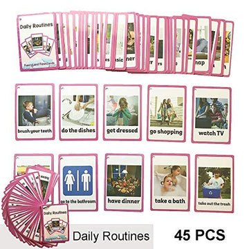 Daily Routines Gestures English Flash Cards Baby Card Learning Toys For Children Pocket Card Pre-Kindergarten Kids Gifts