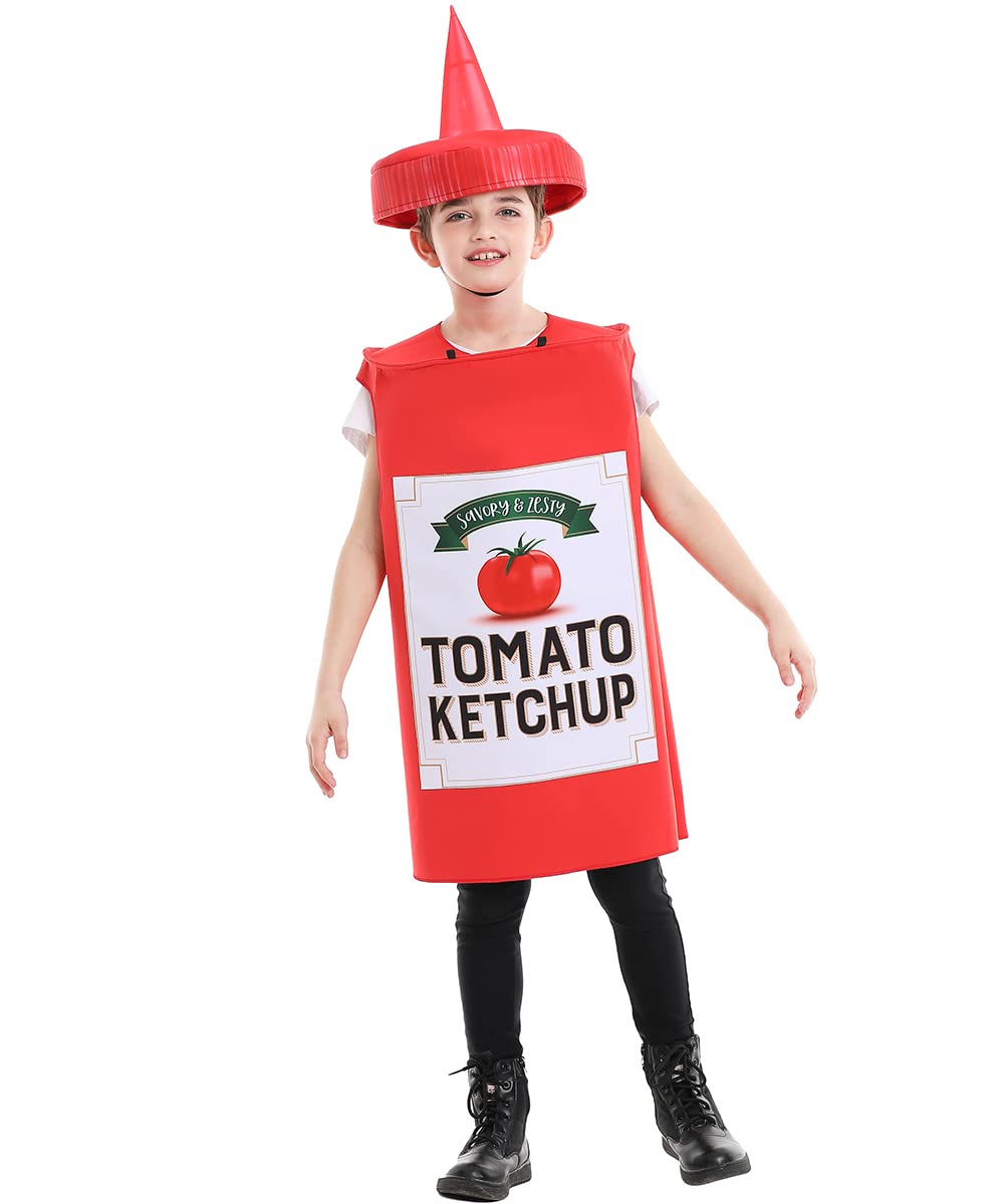 Seasons Mustard Costume Ketchup Cosplay Halloween Costume For Child 4-9 Years (Red Ketchup)