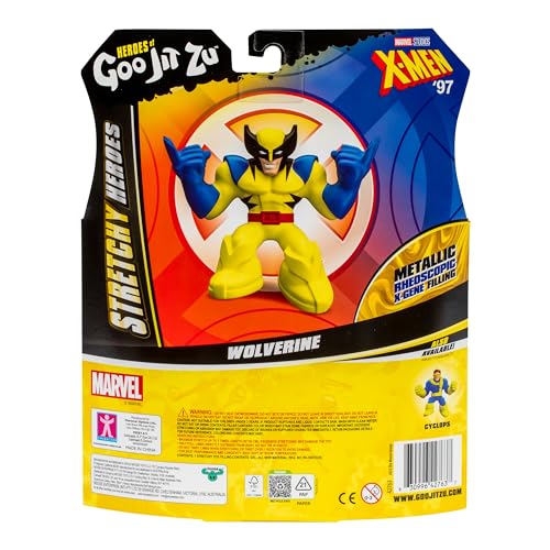 Heroes of Goo Jit Zu Marvel Studios X-Men '97 Wolverine Stretchy Action Figure, with Metallic Rheoscopic X-Gene Filling,Stretch
