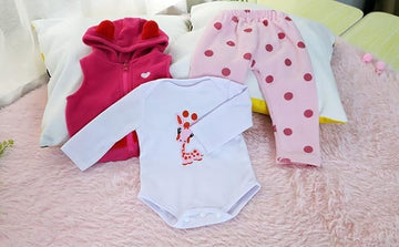 OHIJGN Reborn Baby Clothes Set for 17-22 Inch Dolls, 5pcs Giraffe Pattern, Cotton, White