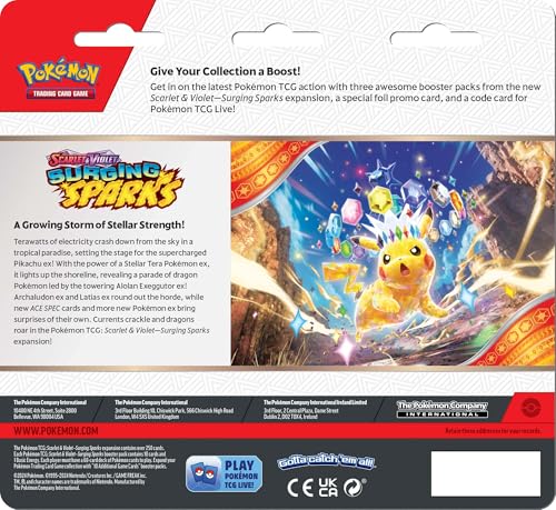 Pok mon TCG Scarlet & Violet 8 Surging Sparks Three Booster Blister