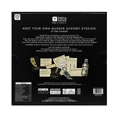 Talking Tables Reusable Murder Mystery at The Manor After Dinner Party Game Kit for Adults, Host Your Own Games Night Scottish H